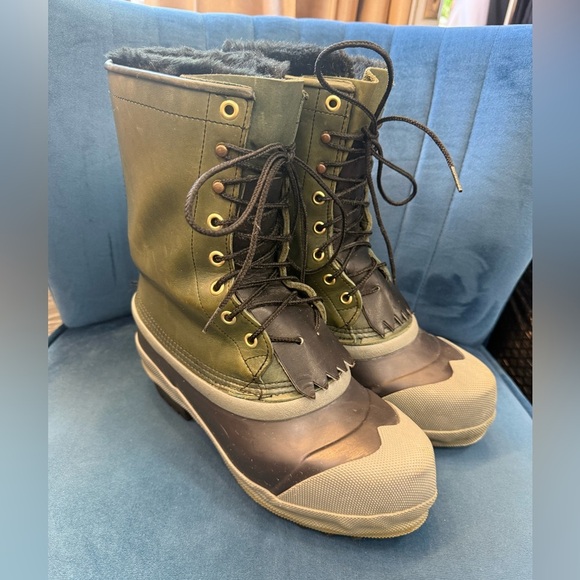 Vintage White's Boots Winter PAR Logger Hunter Guide Rubber Green Leather Mens 6 - Picture 2 of 6